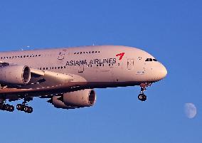 Asiana Airlines flies to Barcelona with the Airbus A380