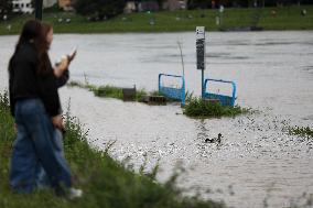 Increased Water Level In The Vistula River In Krakow