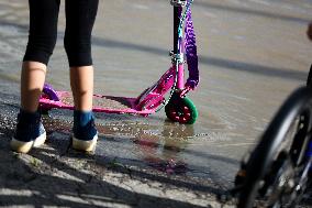 Increased Water Level In The Vistula River In Krakow