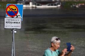 Increased Water Level In The Vistula River In Krakow