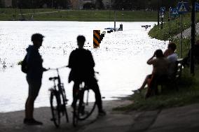 Increased Water Level In The Vistula River In Krakow