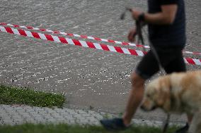 Increased Water Level In The Vistula River In Krakow