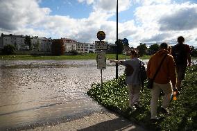 Increased Water Level In The Vistula River In Krakow