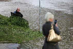 Increased Water Level In The Vistula River In Krakow