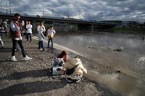 Increased Water Level In The Vistula River In Krakow