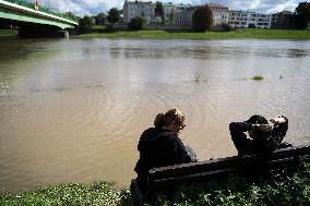 Increased Water Level In The Vistula River In Krakow