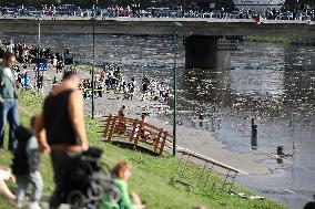 Increased Water Level In The Vistula River In Krakow