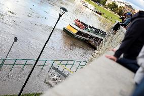 Increased Water Level In The Vistula River In Krakow