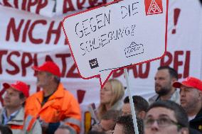 Steel Workers Protest During The National Steel Summit In Duisburg