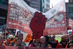 Steel Workers Protest During The National Steel Summit In Duisburg