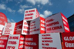 Steel Workers Protest During The National Steel Summit In Duisburg