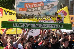 Steel Workers Protest During The National Steel Summit In Duisburg