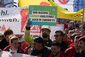 Steel Workers Protest During The National Steel Summit In Duisburg