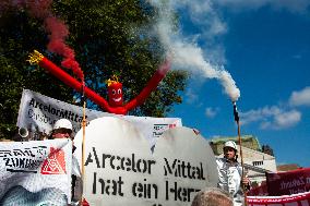 Steel Workers Protest During The National Steel Summit In Duisburg