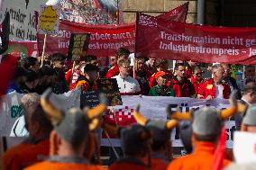 Steel Workers Protest During The National Steel Summit In Duisburg