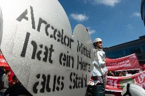 Steel Workers Protest During The National Steel Summit In Duisburg