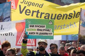 Steel Workers Protest During The National Steel Summit In Duisburg