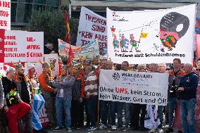 Steel Workers Protest During The National Steel Summit In Duisburg