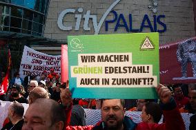 Steel Workers Protest During The National Steel Summit In Duisburg