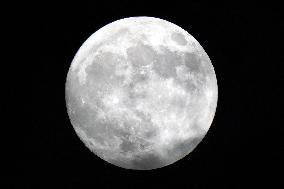 Supermoon In The Night Sky Over Ajmer - India