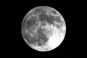 Supermoon In The Night Sky Over Ajmer - India