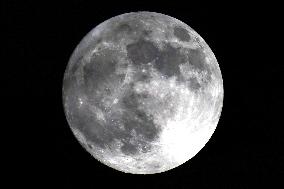 Supermoon In The Night Sky Over Ajmer - India