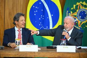 Brazil's President Luiz Inácio Lula Da Silva And Finance Minister Fernando Haddad