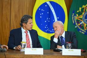 Brazil's President Luiz Inácio Lula Da Silva And Finance Minister Fernando Haddad