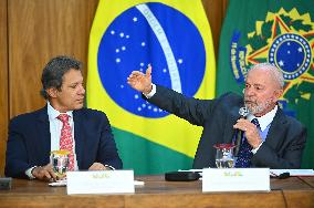 Brazil's President Luiz Inácio Lula Da Silva And Finance Minister Fernando Haddad