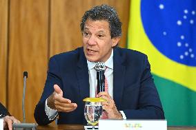 Brazil's President Luiz Inácio Lula Da Silva And Finance Minister Fernando Haddad