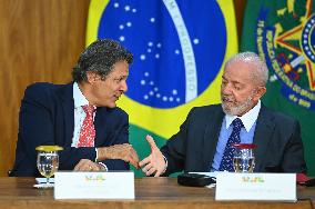 Brazil's President Luiz Inácio Lula Da Silva And Finance Minister Fernando Haddad