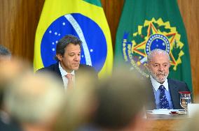 Brazil's President Luiz Inácio Lula Da Silva And Finance Minister Fernando Haddad