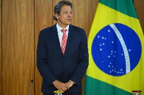 Brazil's President Luiz Inácio Lula Da Silva And Finance Minister Fernando Haddad