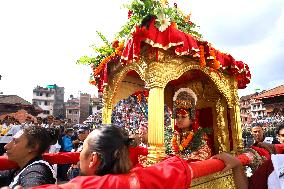 Nepali Living Deities Embark On Tour Of City As A Part Of Indra Jatra Festival Celebration