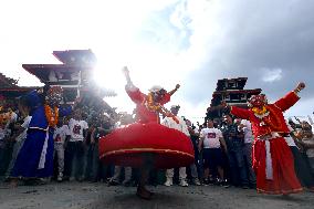 Nepali Living Deities Embark On Tour Of City As A Part Of Indra Jatra Festival Celebration