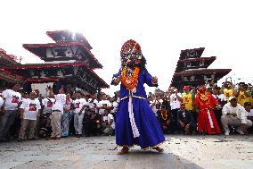 Nepali Living Deities Embark On Tour Of City As A Part Of Indra Jatra Festival Celebration