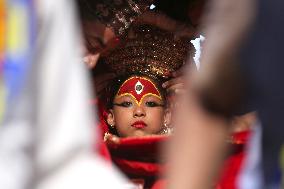 Nepali Living Deities Embark On Tour Of City As A Part Of Indra Jatra Festival Celebration