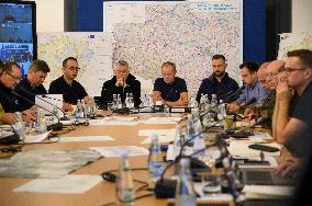 Government's Crisis Staff Meeting Amidst Floods In Southern Poland.