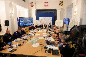 Government's Crisis Staff Meeting Amidst Floods In Southern Poland.