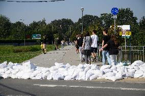 Wroclaw City Prepares For The Flood Wave On The Oder River.