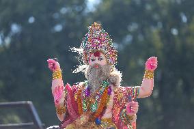 Devotees Immerse Eco-friendly Bishwokarma Idols In Nepal