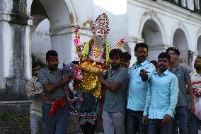 Devotees Immerse Eco-friendly Bishwokarma Idols In Nepal