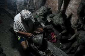 Preparation Of Durga Puja Festival In India.