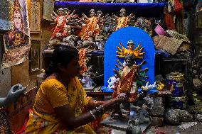 Preparation Of Durga Puja Festival In India.