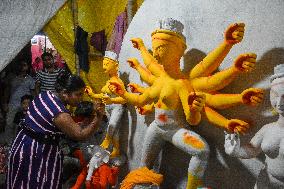 Preparation Of Durga Puja Festival In India.