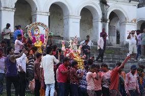 Devotees Immerse Eco-friendly Bishwokarma Idols In Nepal