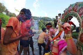 Devotees Immerse Eco-friendly Bishwokarma Idols In Nepal