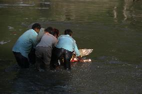 Devotees Immerse Eco-friendly Bishwokarma Idols In Nepal