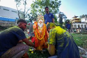 Devotees Immerse Eco-friendly Bishwokarma Idols In Nepal