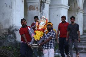 Devotees Immerse Eco-friendly Bishwokarma Idols In Nepal